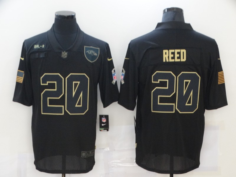 Men's Baltimore Ravens Ed Reed #20 Black Jersey